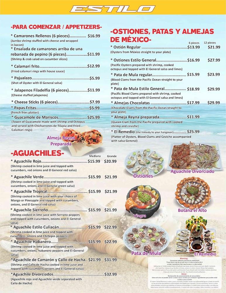 Mariscos El General Ensalada de camarones arriba de una rebanada de pepino (6 pieces)